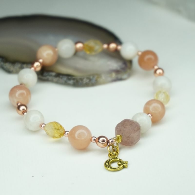 دستبند مون استون ،سان استون،کوارتز،حدید رزگلد کد310243