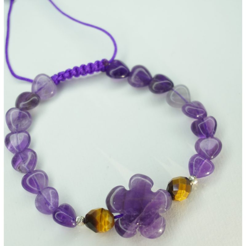 دستبندطرح گل آمیتیست و چشم ببر کد 310255