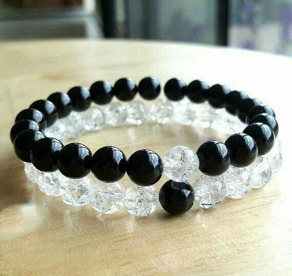 دستبند اونیکس و کوارتز کریستالی کد310250