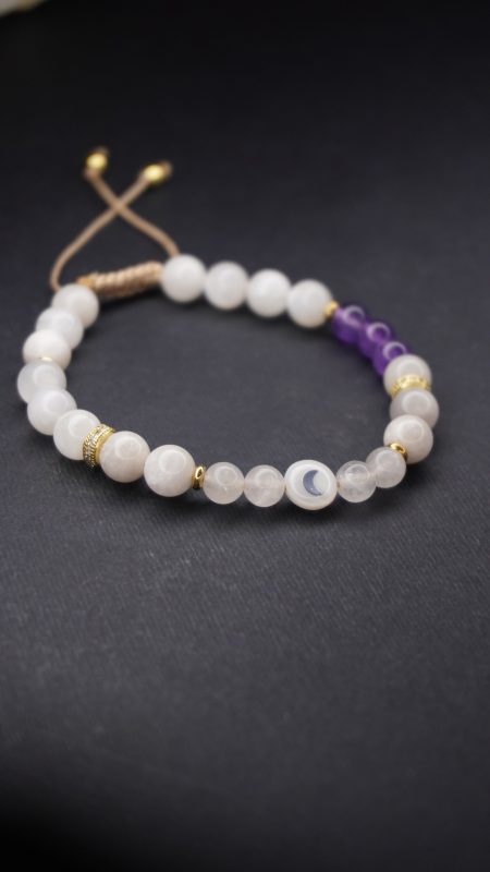 دستبندکوارتز،مون استون وآمیتیست کد310265