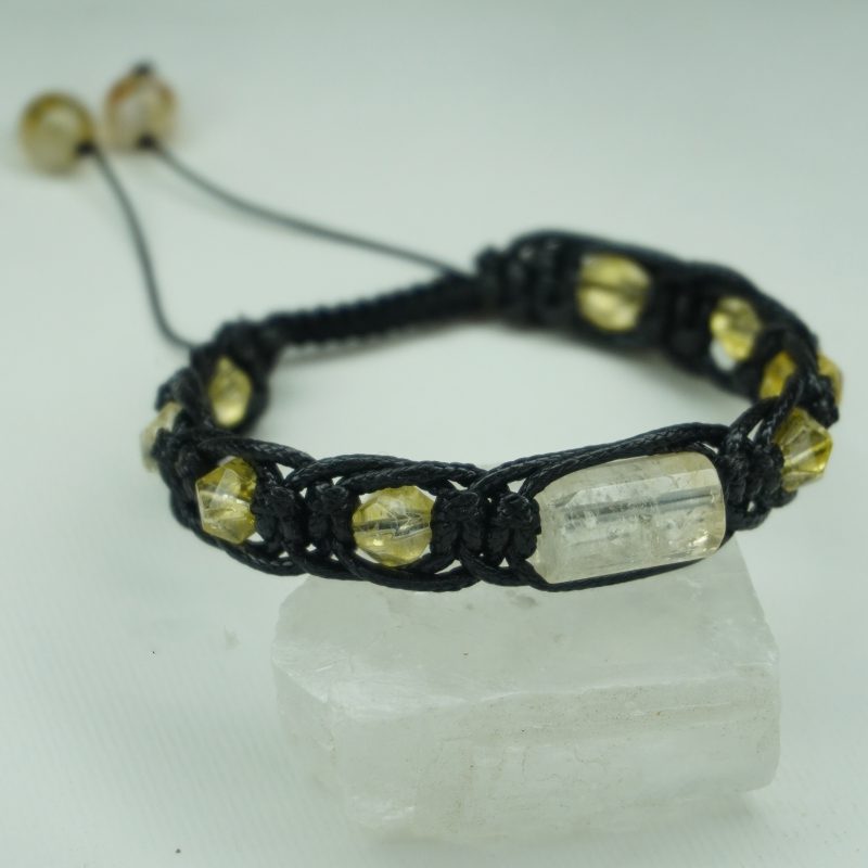 دستبند سیترین وبافت چرم کد310262