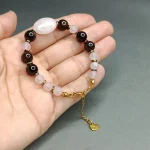 دستبند زنانه رز کوارتز و گارنت L