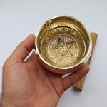 کاسه تبتی طلایی اصل طرح پنج بودا قطر دهانه 9 سانتیمتر