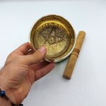 کاسه تبتی طلایی اصل طرح پنج بودا قطر دهانه 10 سانتیمتر