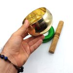کاسه تبتی طلایی اصل طرح پنج بودا قطر دهانه 10 سانتیمتر